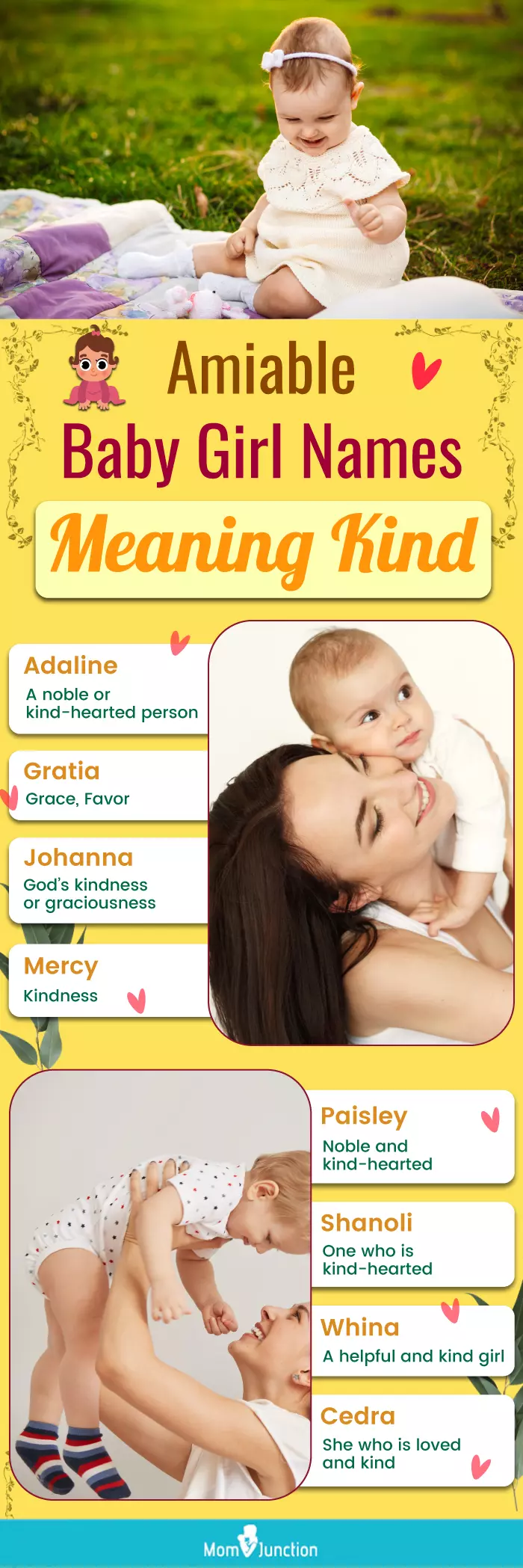 amiable baby girl names meaning kind (infographic)