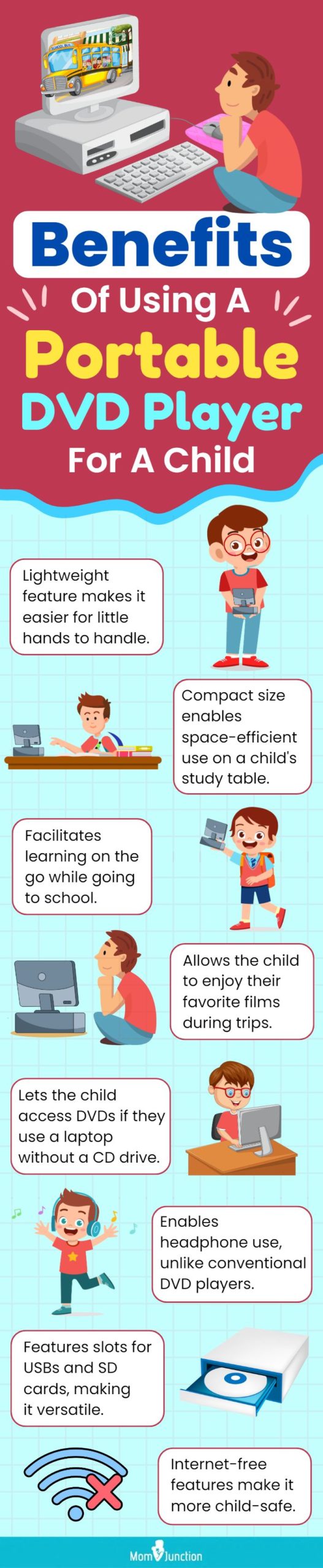 Benefits Of Using A Portable DVD Player For A Child (infographic)