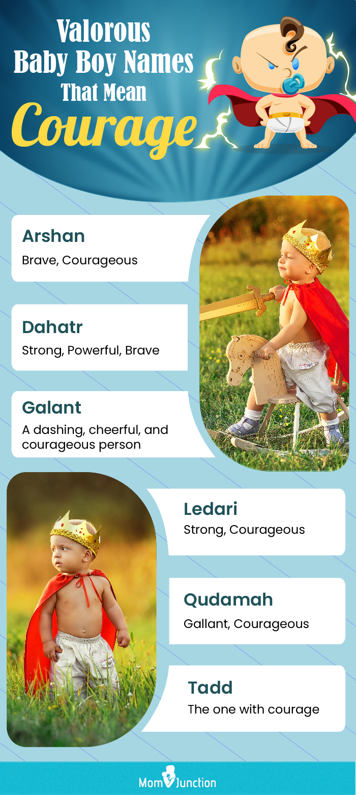 valiant baby boy names that mean courage (infographic)
