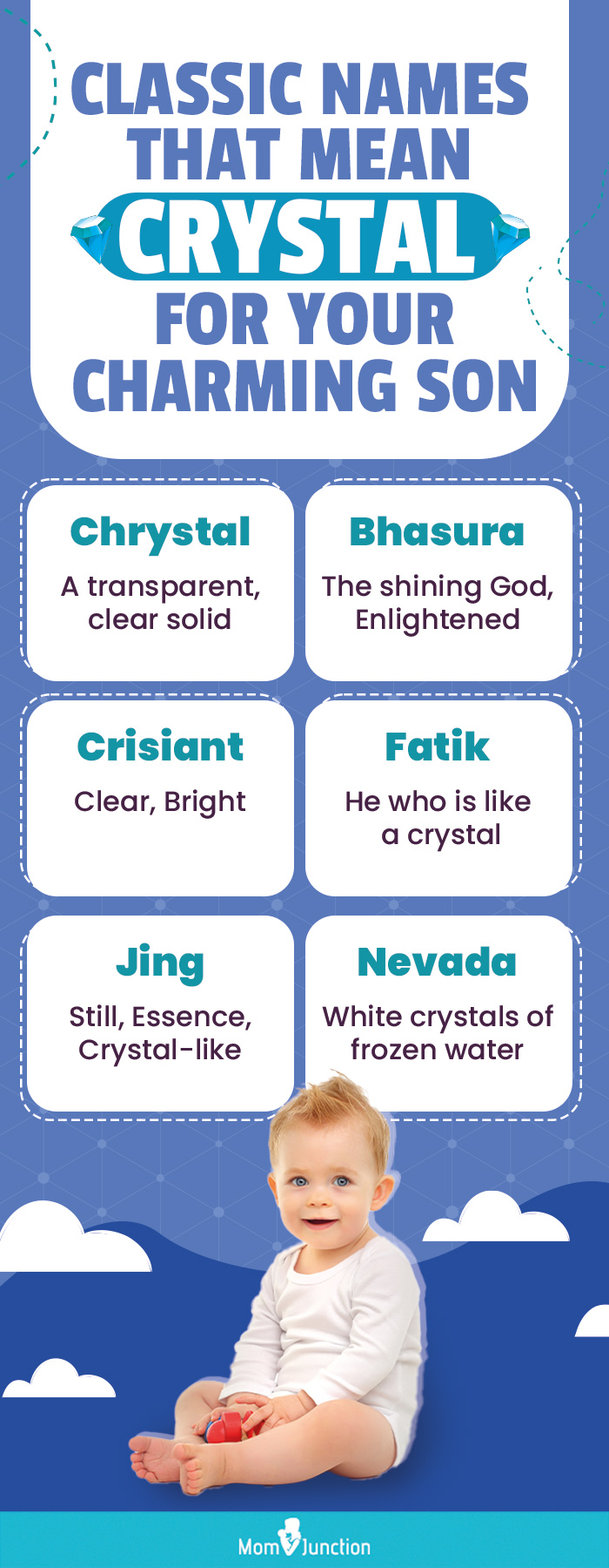 classic names that mean crystal for your charming son (infographic)