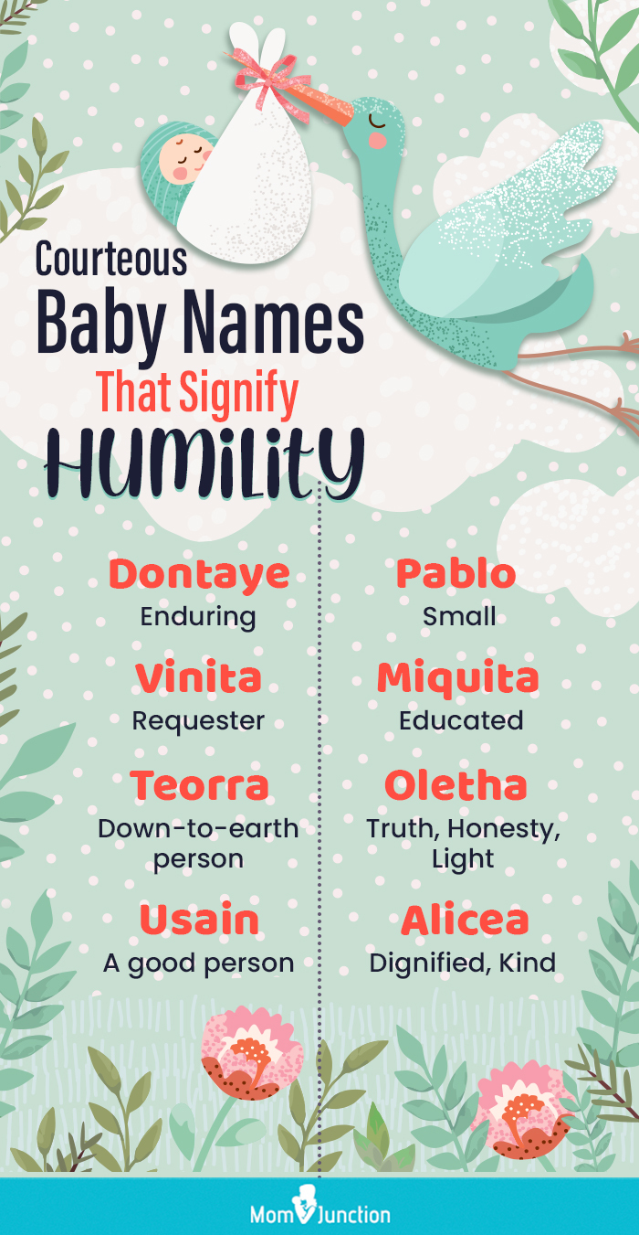 courteous baby names that signify humility (infographic)