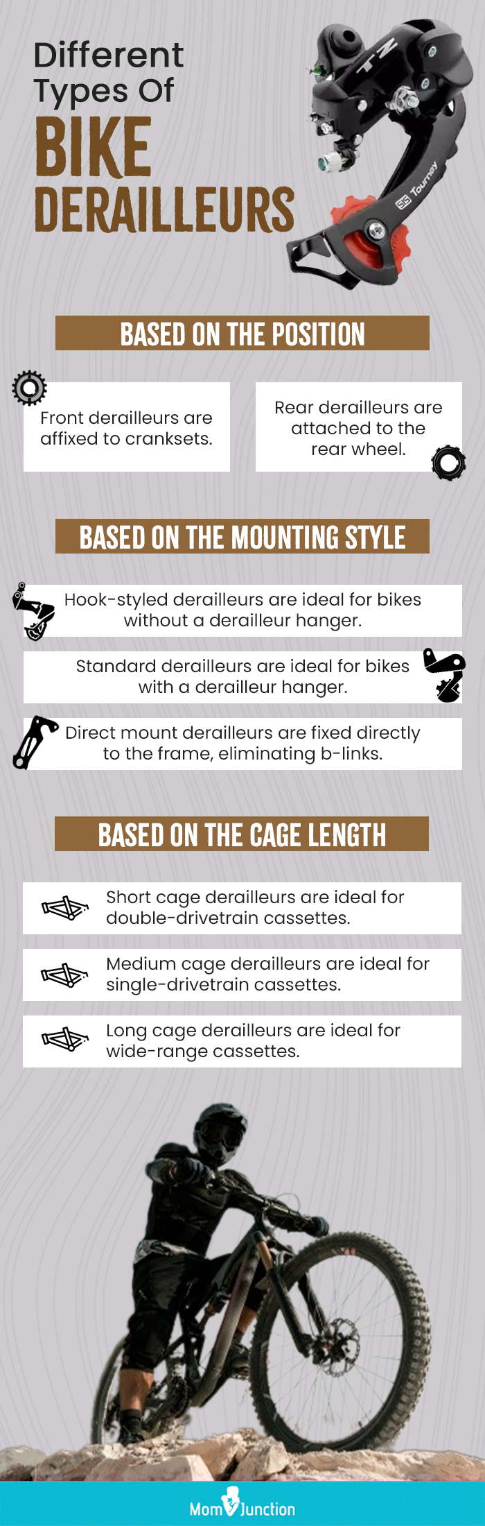 Different Types Of Bike Derailleurs (infographic)