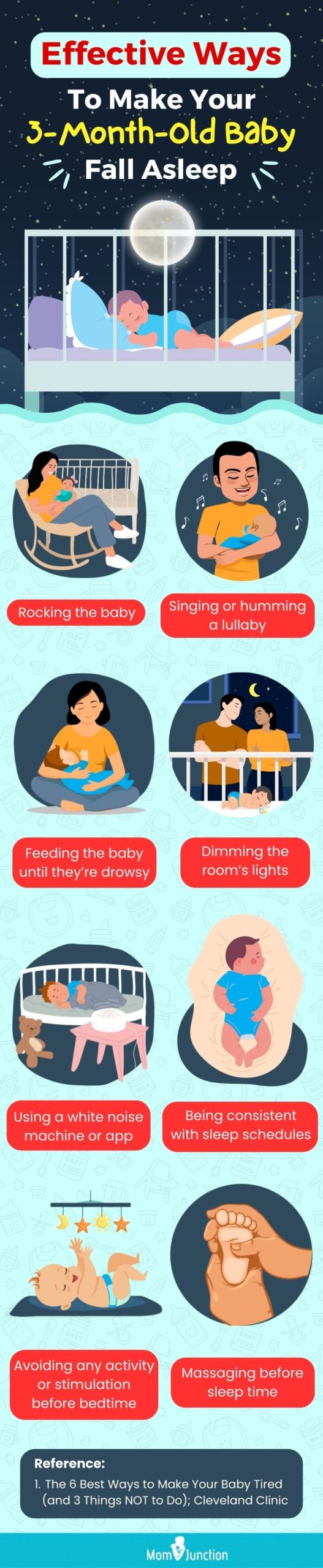effective ways to make your 3 month old baby fall asleep (infographic) 
