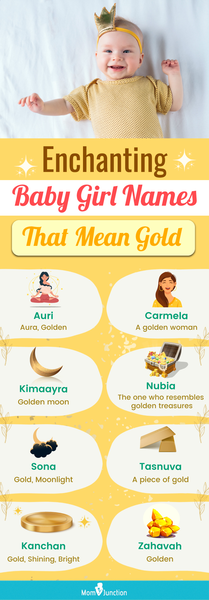 enchanting baby girl names that mean gold (infographic)