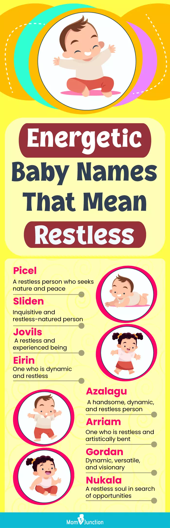 energetic baby names that mean restless (infographic)