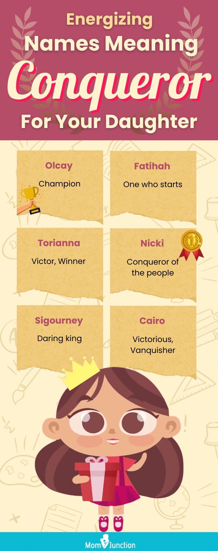 energizing names meaning conqueror for your daughter (infographic)
