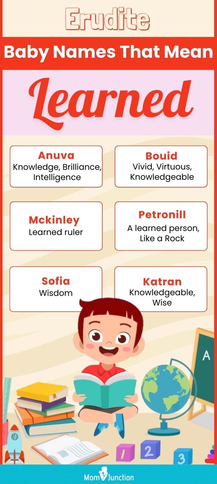 erudite baby names that mean learned (infographic)