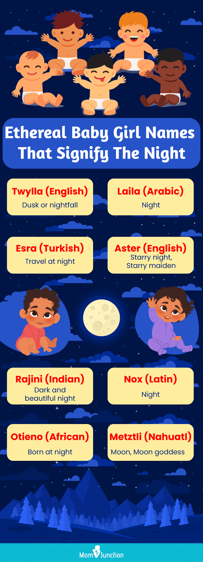 ethereal baby girl names that signify the night (infographic)
