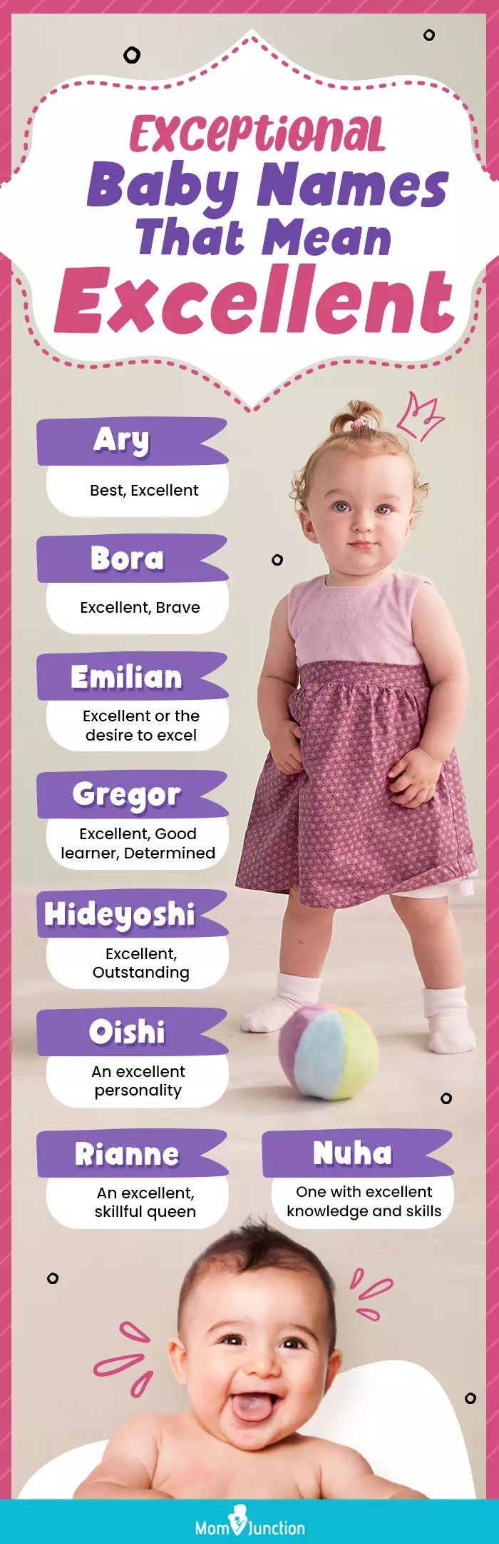 exceptional baby names that mean excellent (infographic)