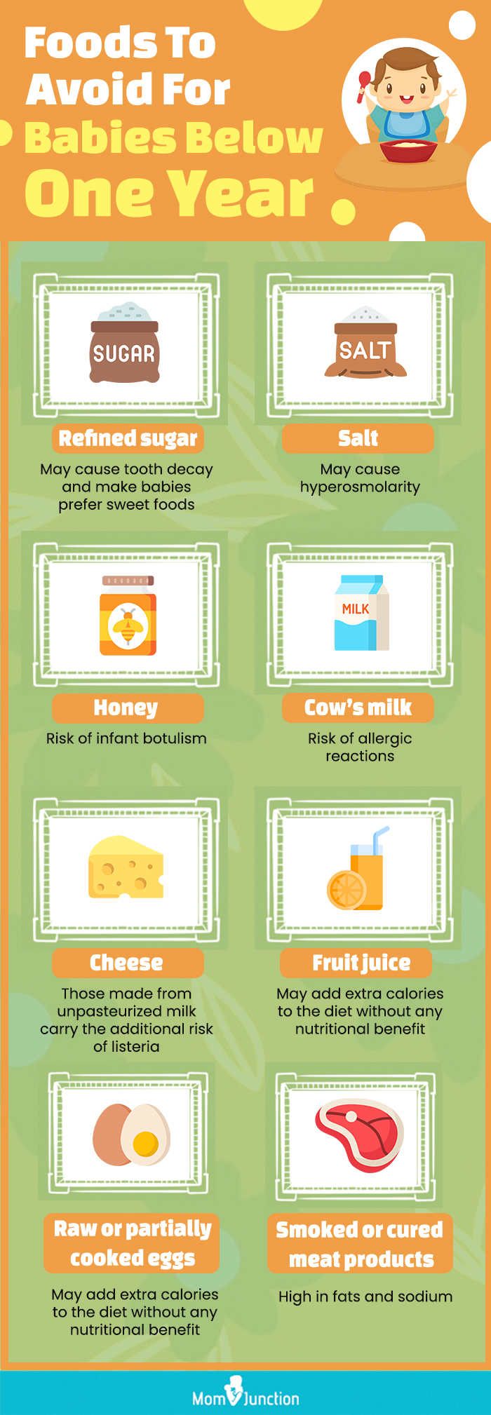 foods to avoid for babies below one year (infographic)