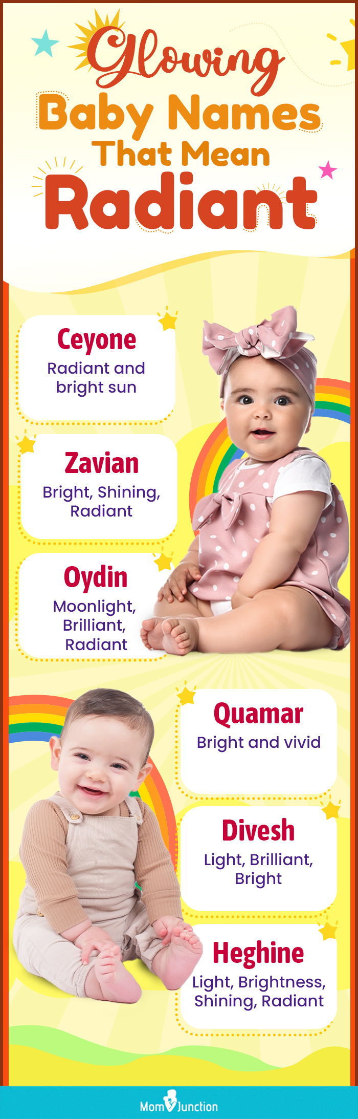 glowing baby names that mean radiant (infographic)