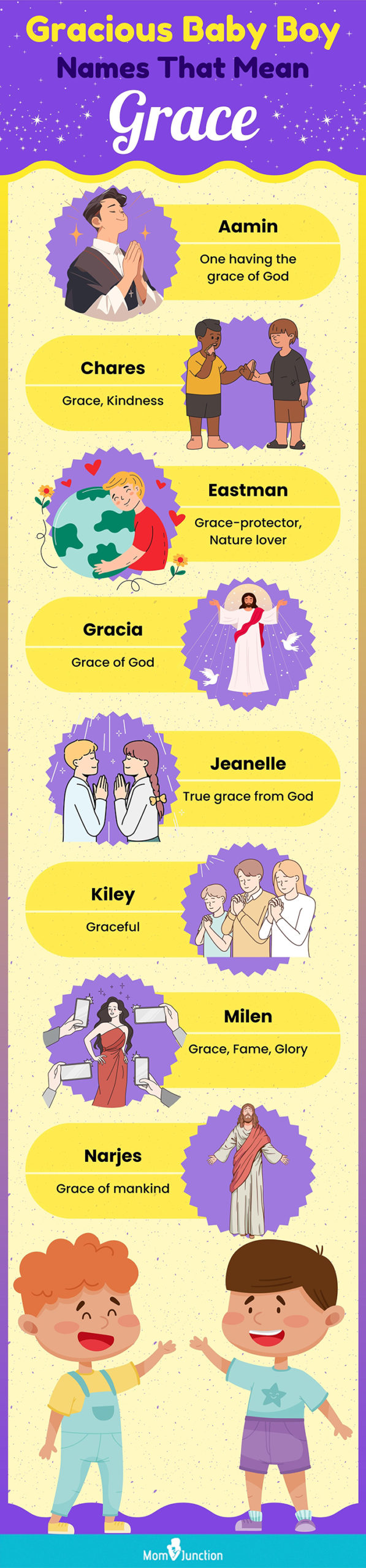 gracious baby boy names that mean grace (infographic)