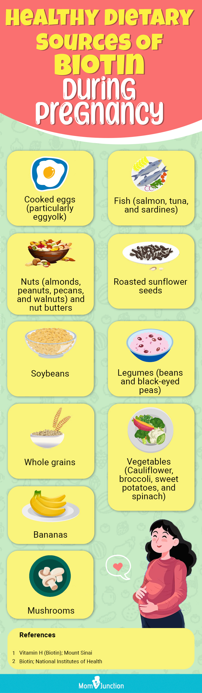 healthy dietary sources of biotin during pregnancy (infographic)