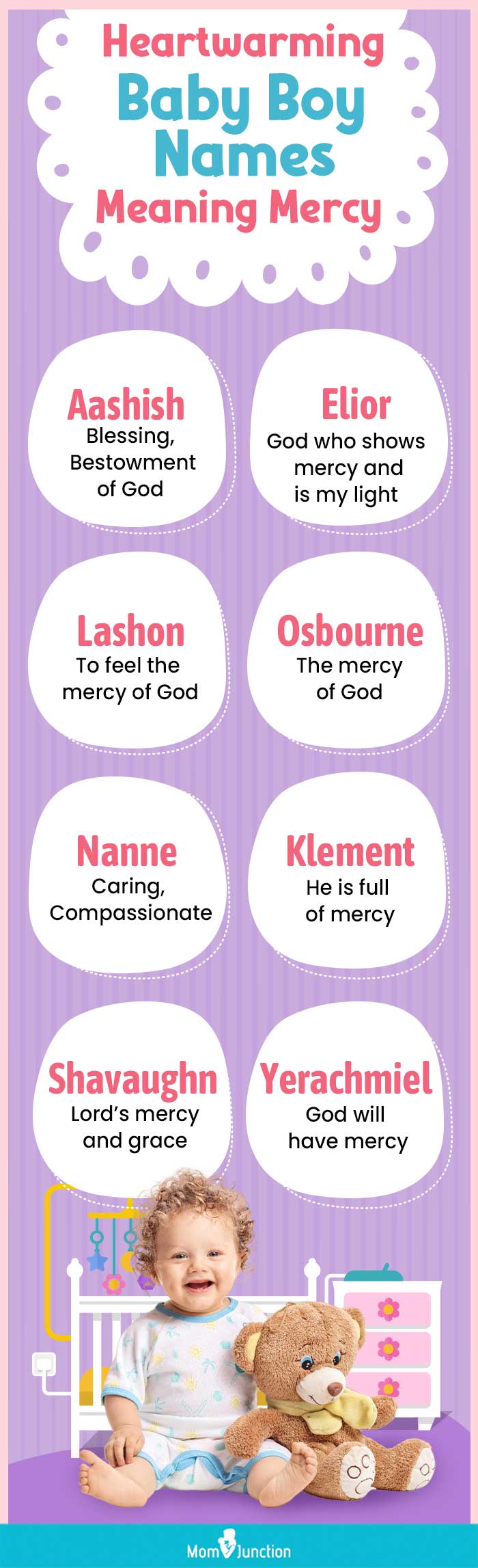 heartwarming baby boy names meaning mercy (infographic)