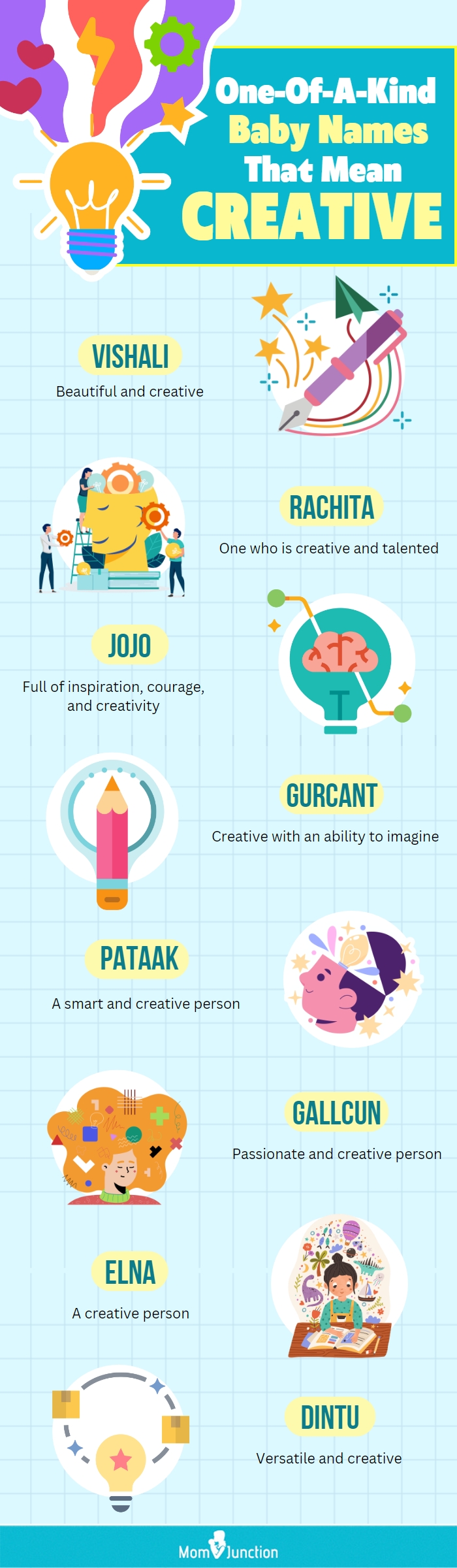 one of a kind baby names that mean creative (infographic)