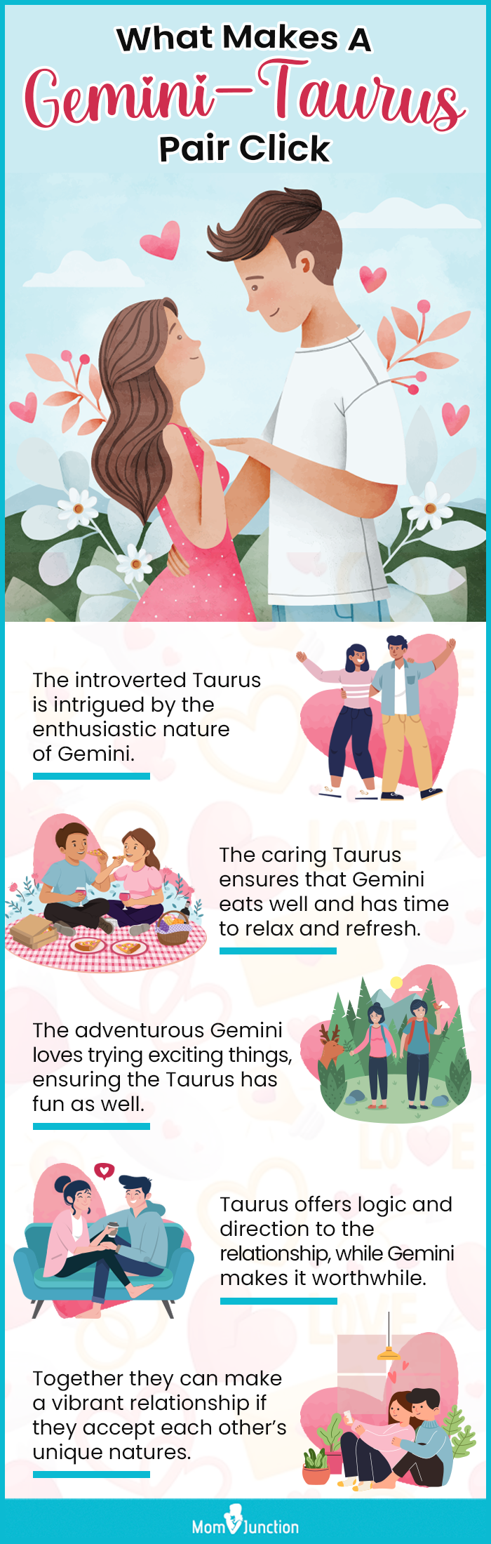 what makes a gemini taurus pair click (infographic)
