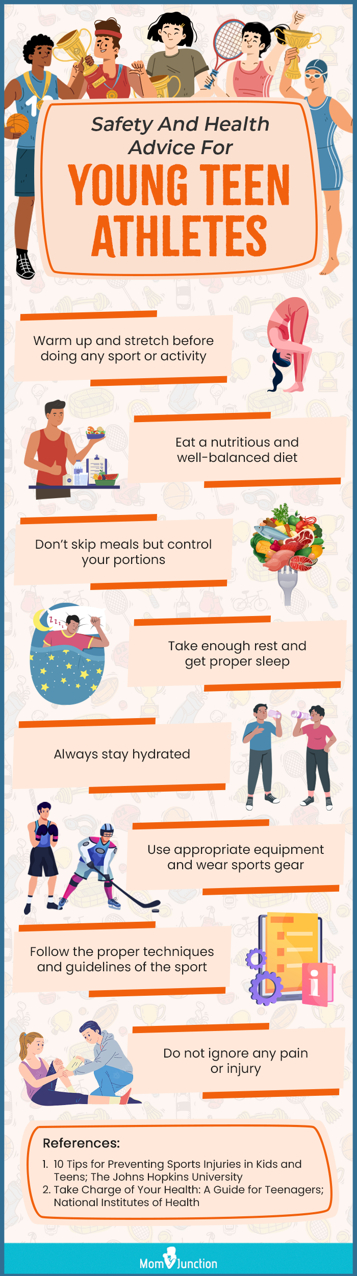 safety and health advice for young teen athletes (infographic)