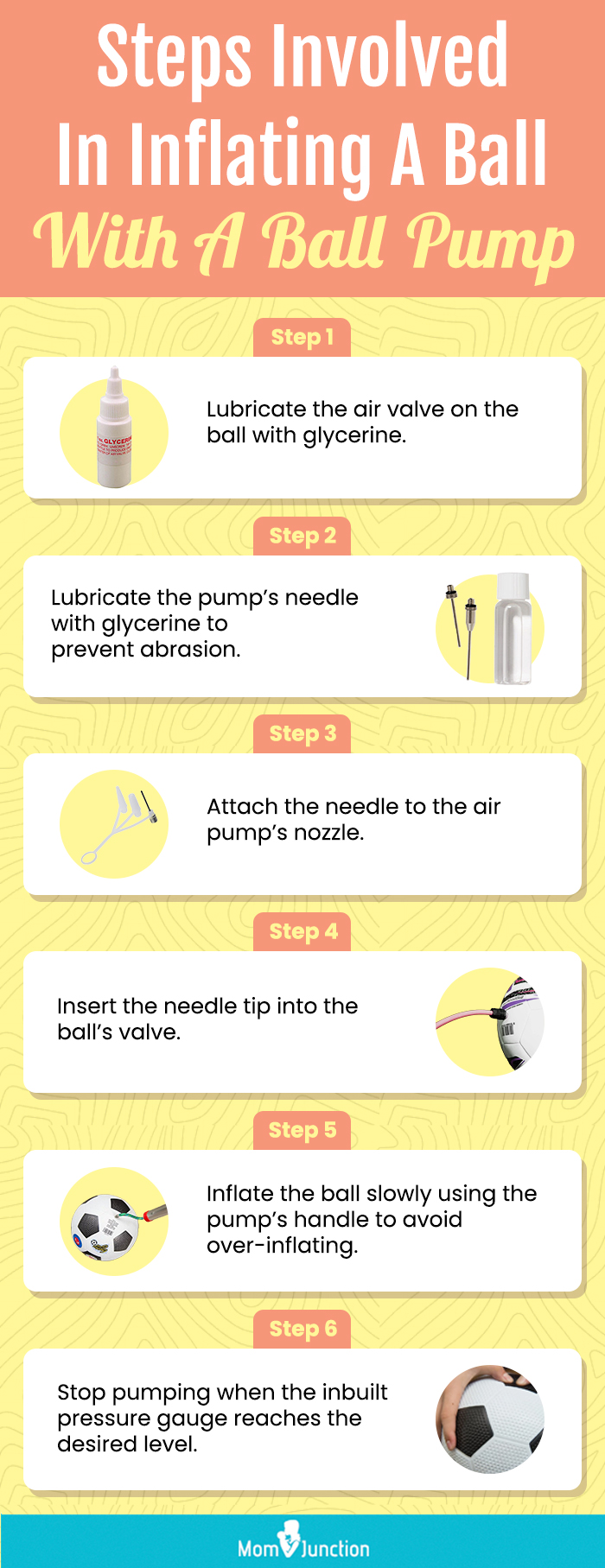 Steps Involved In Inflating A Ball With A Ball Pump (infographic)