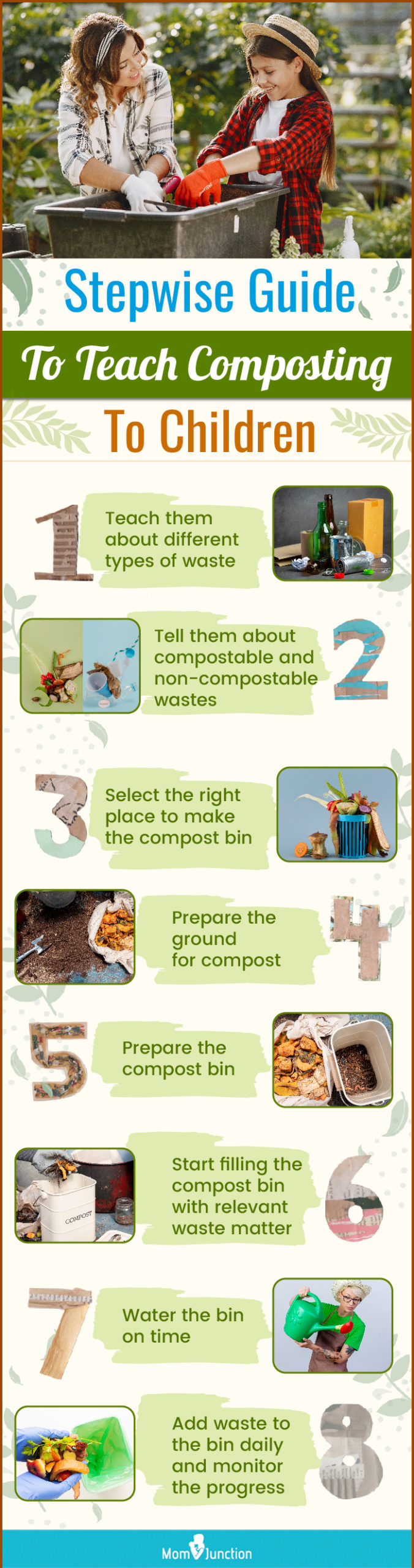 stepwise guide to teach composting to children (infographic)