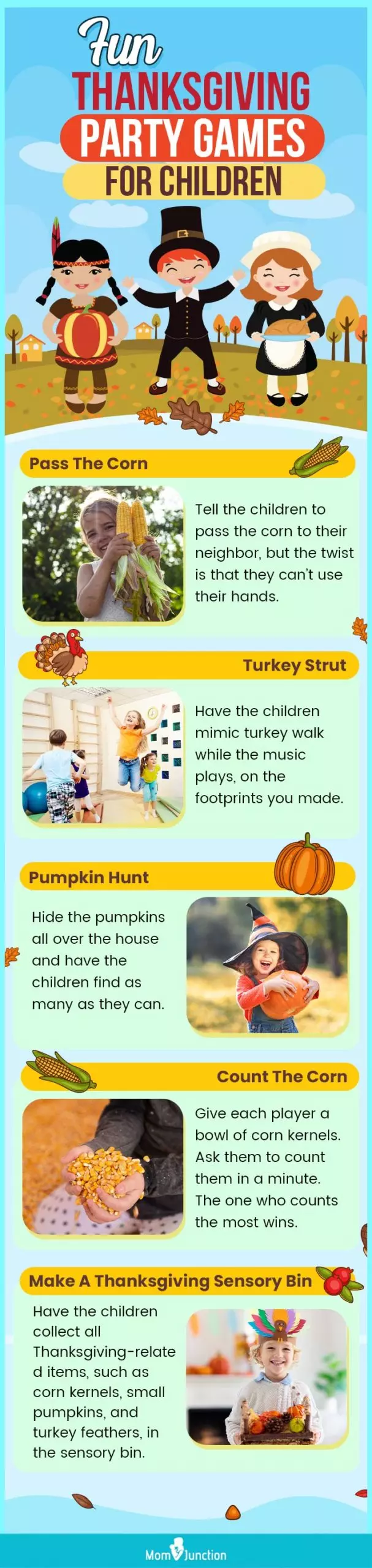 fun thanksgiving party games for children (infographic)