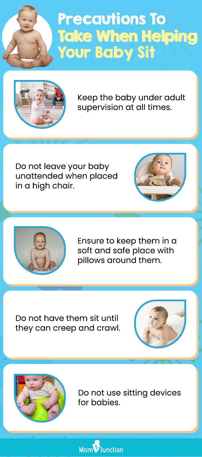 precautions to take when helping your baby sit (infographic)