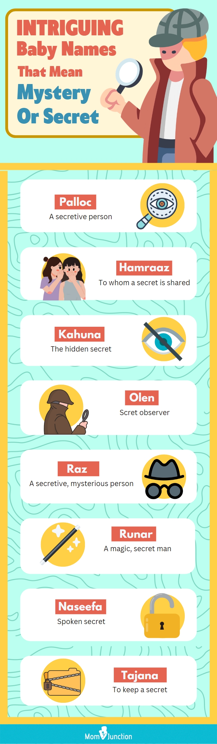 intriguing baby names that mean secret (infographic)