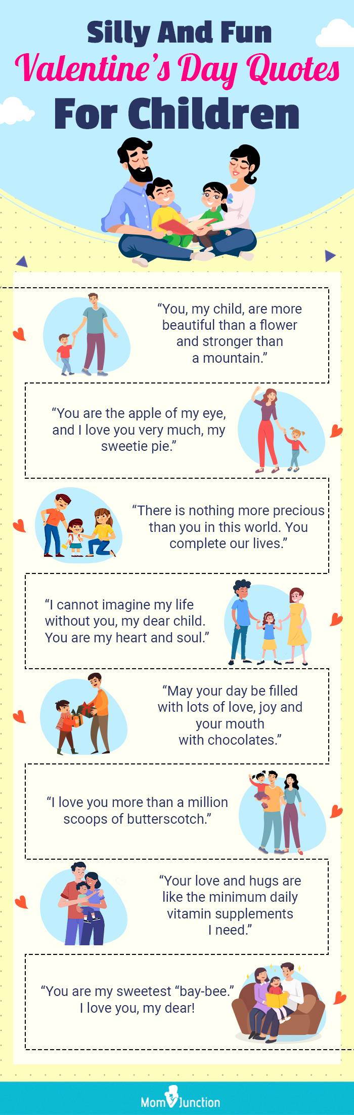 silly and fun valentines day quotes for children (infographic)