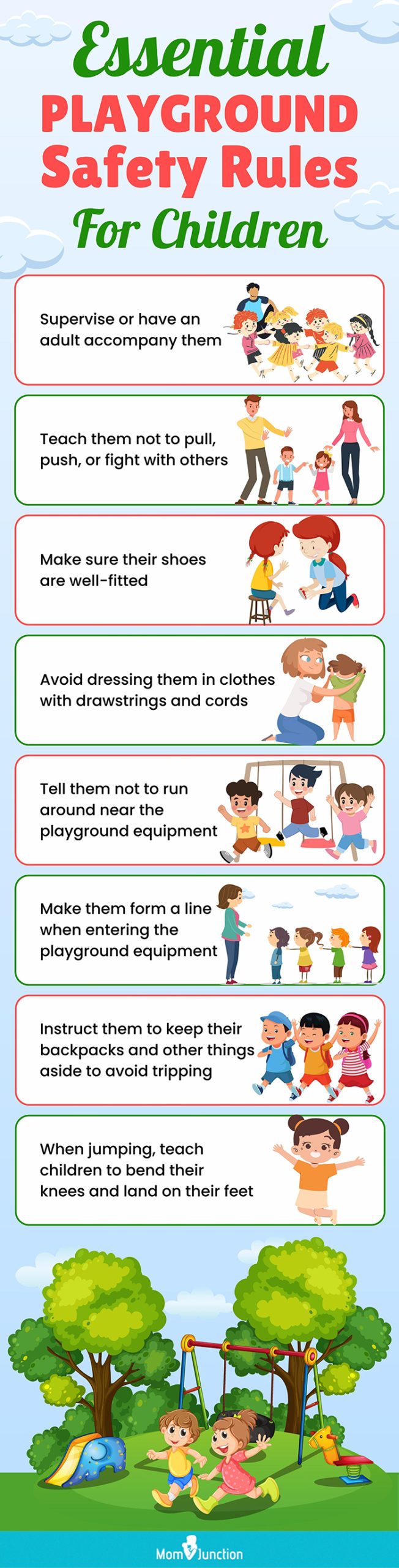 essential playground safety rules for children (infographic)