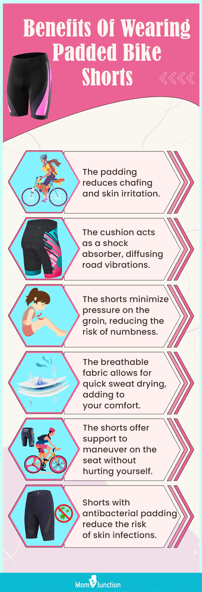 Benefits Of Wearing Padded Bike Shorts (infographic)