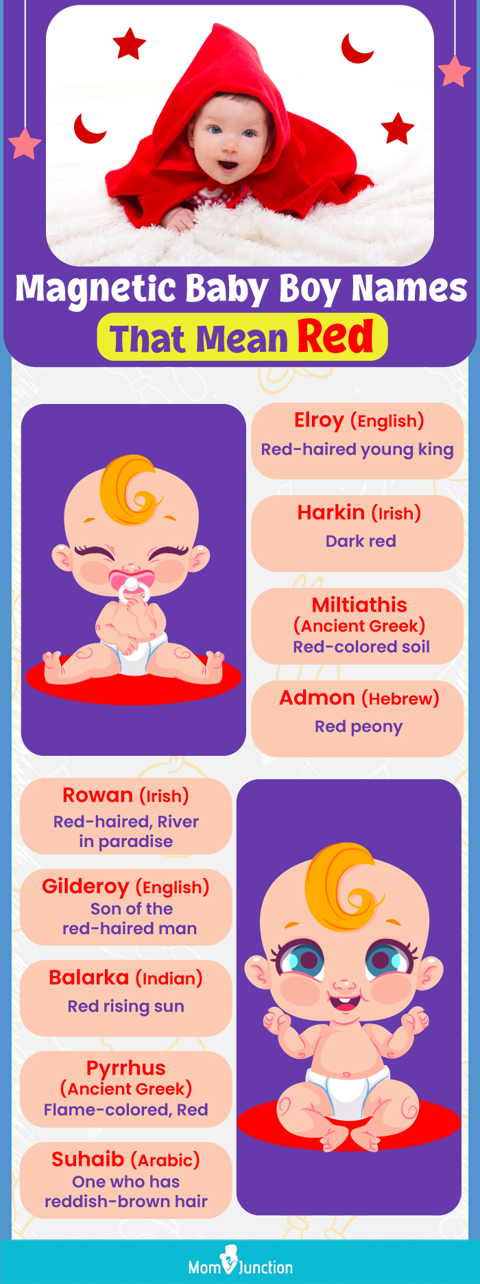 magnetic baby boy names that mean red (infographic)