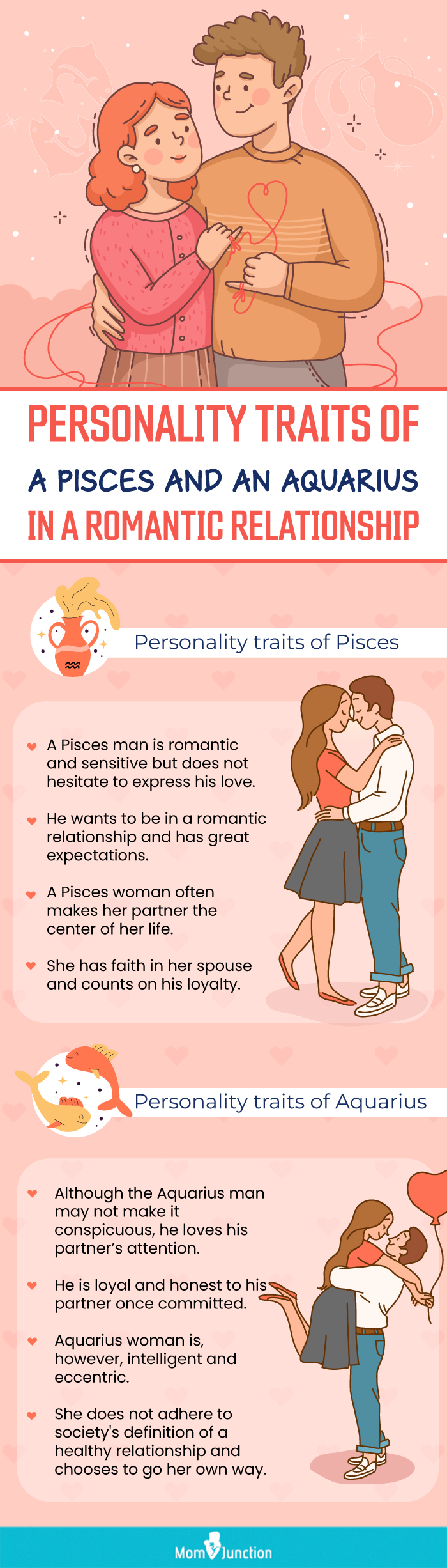 personality traits of a pisces and an aquarius in a romantic relationship (infographic) 