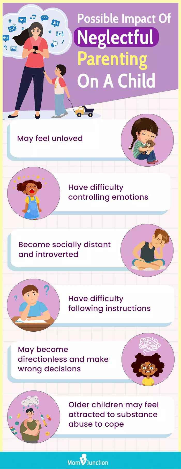possible impact of neglectful parenting on a child (infographic)