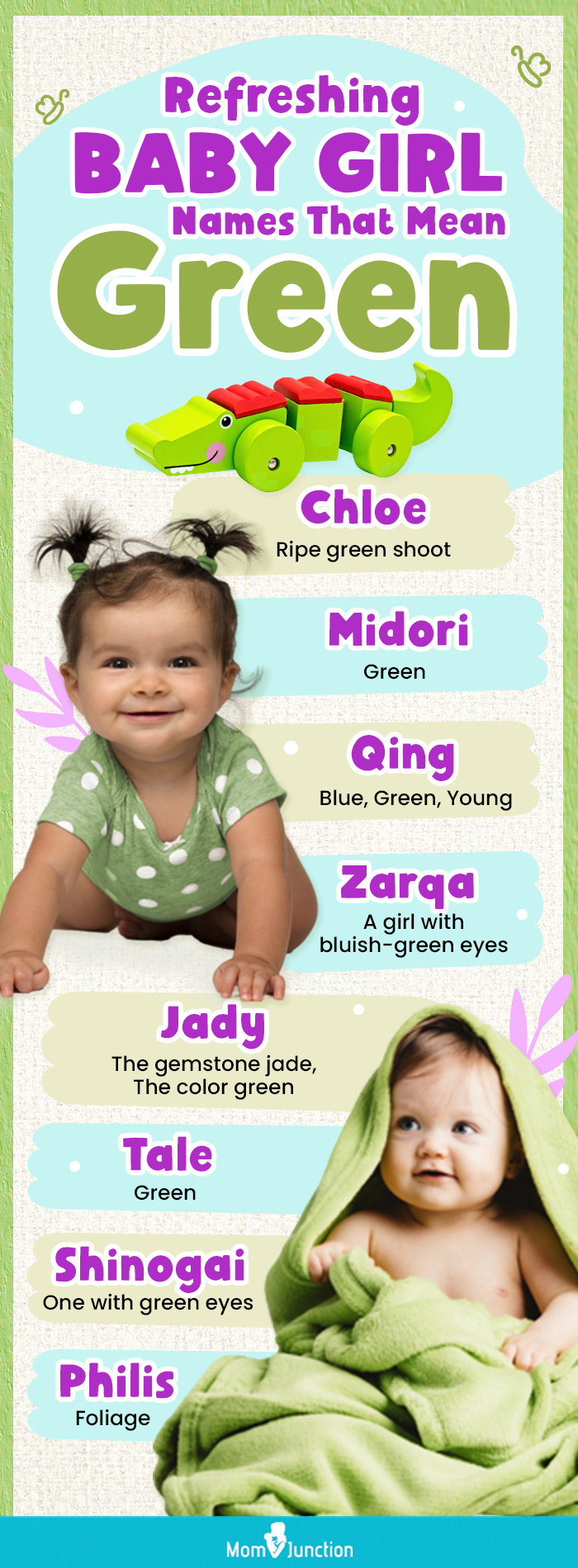 refreshing baby girl names that mean green (infographic)