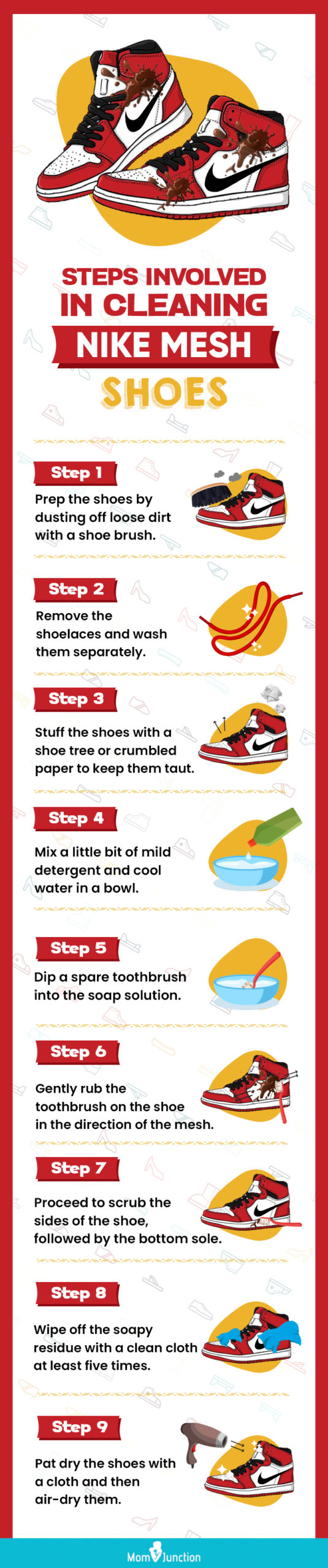 Steps Involved In Cleaning Nike Mesh Shoes (infographic)