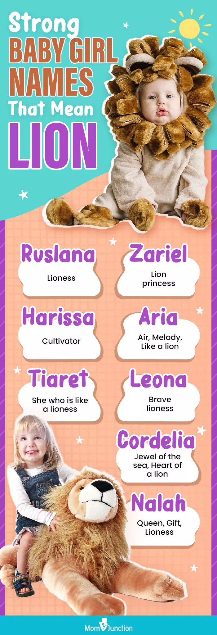 strong baby girl names that mean lion (infographic)