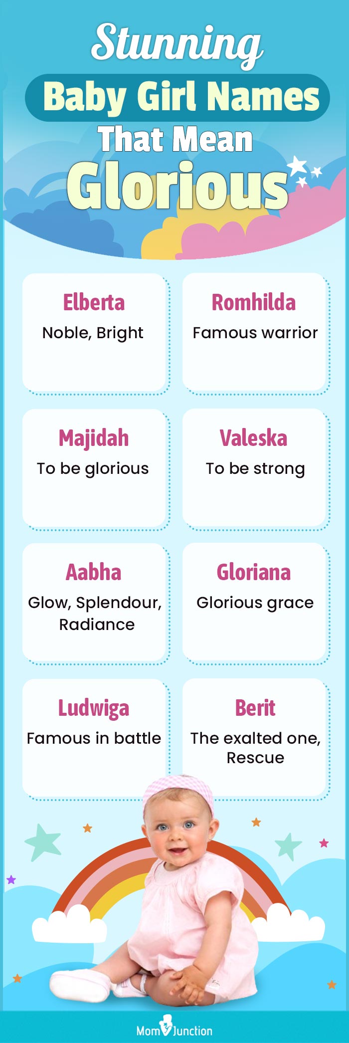 stunning baby girl names that mean glorious (infographic)