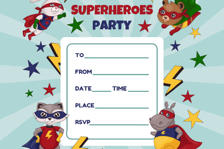 超级英雄生日邀请