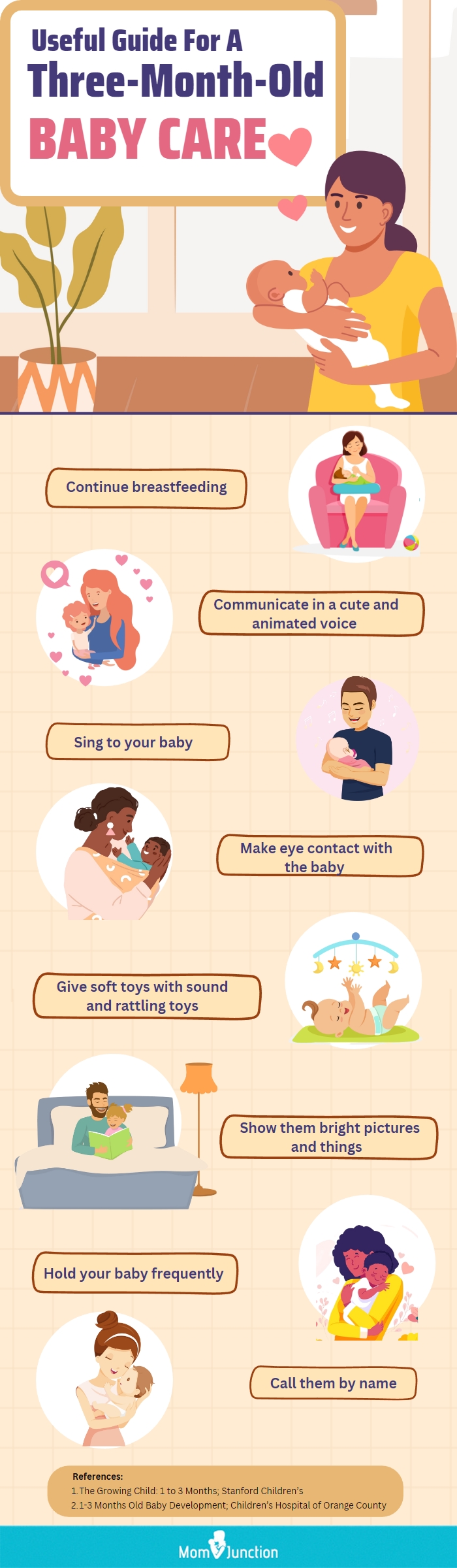 useful guide for a three month old baby (infographic)