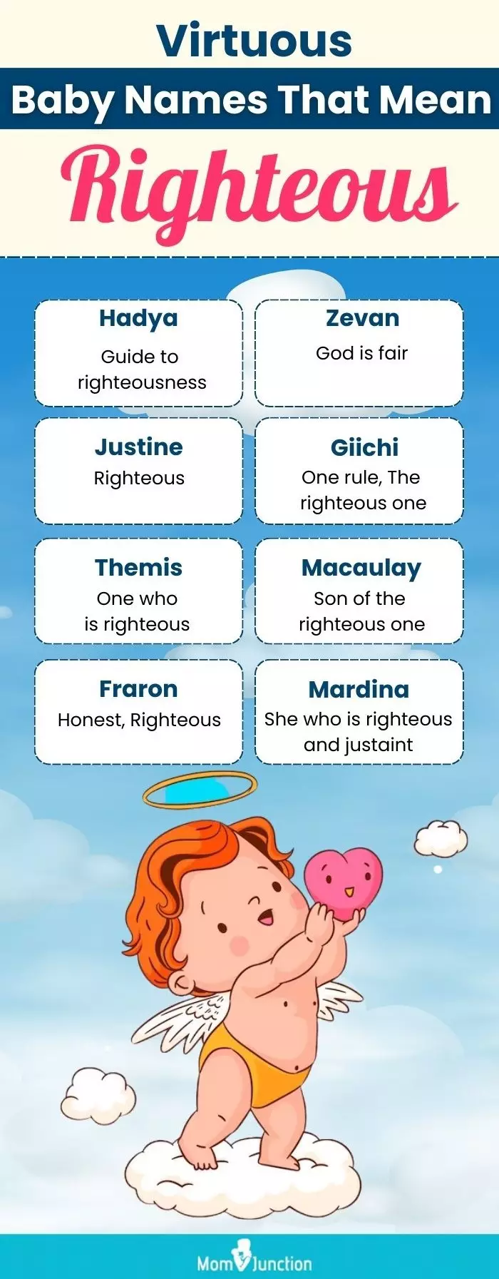 virtuous baby names that mean righteous (infographic)