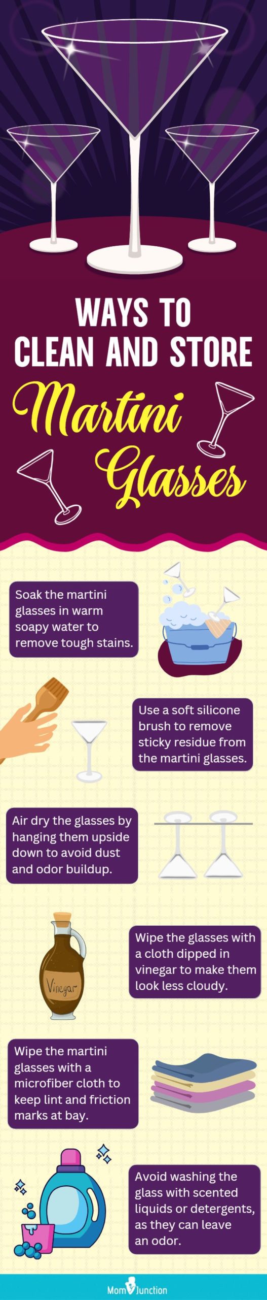 Ways To Clean And Store Martini Glasses (infographic)