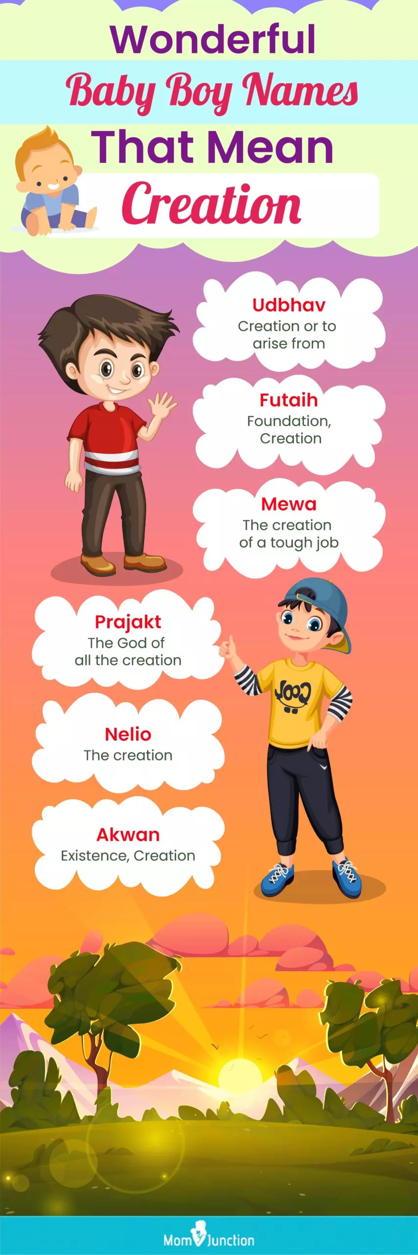 wonderful baby boy names that mean creation (infographic)