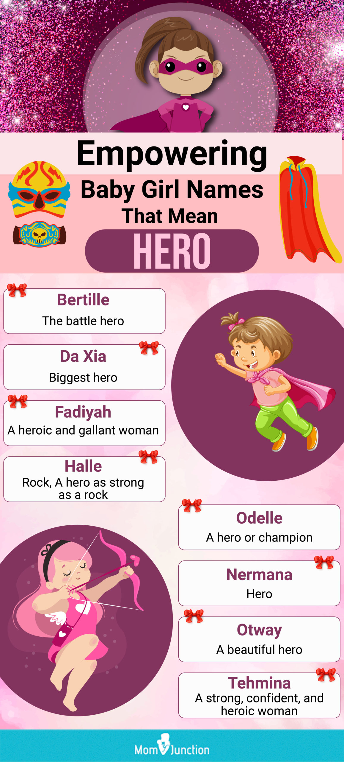 mighty girl names that mean hero (infographic)
