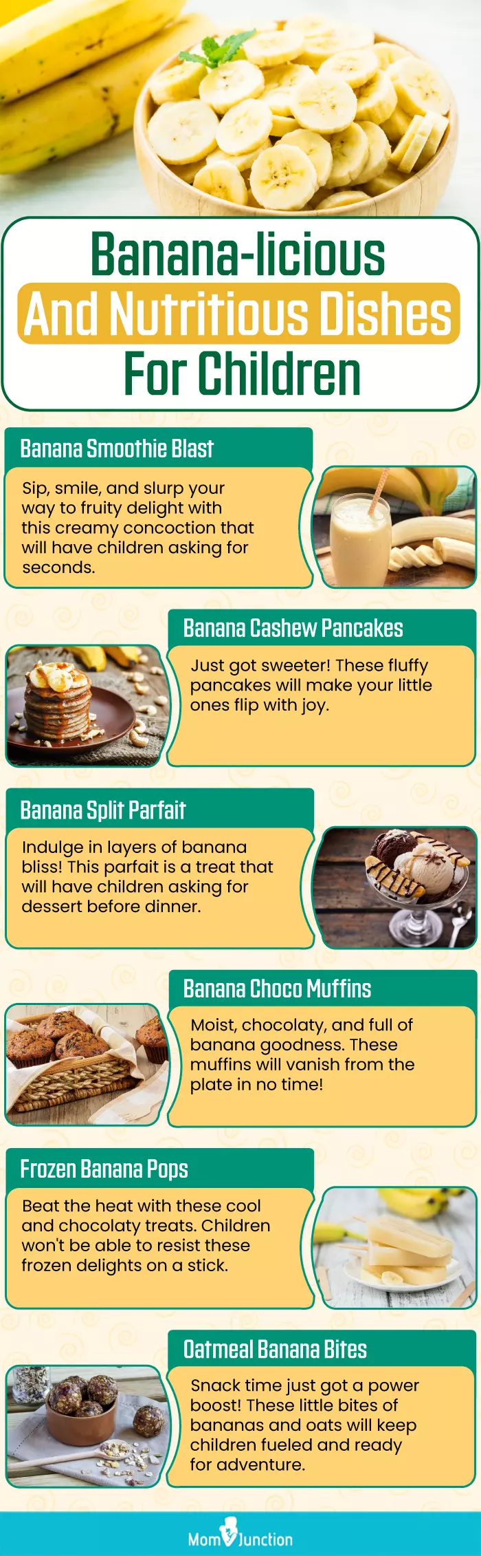 Banana licious and nutritious dishes for children (infographic)