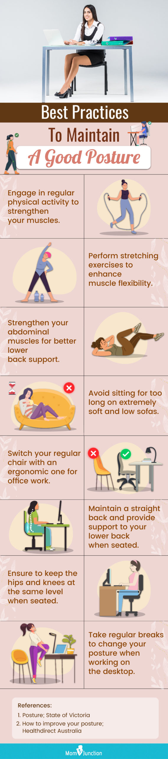 Best Practices To Maintain A Good Posture (infographic)