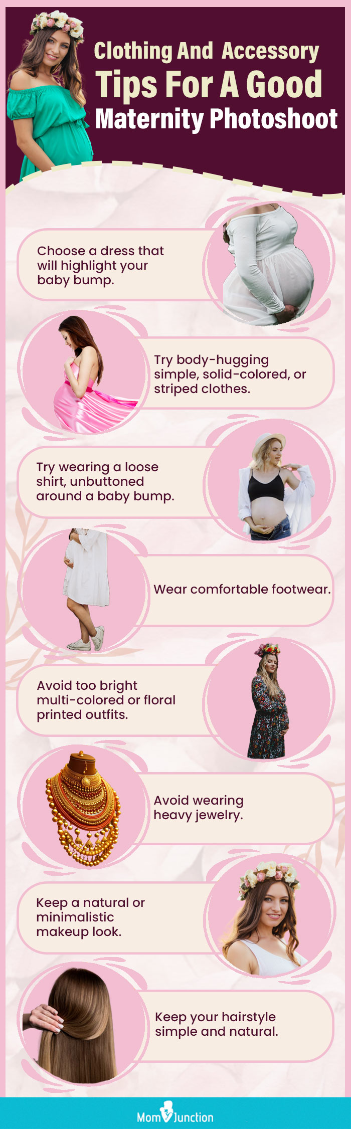 clothing and accessory tips for a good maternity photoshoot (infographic)