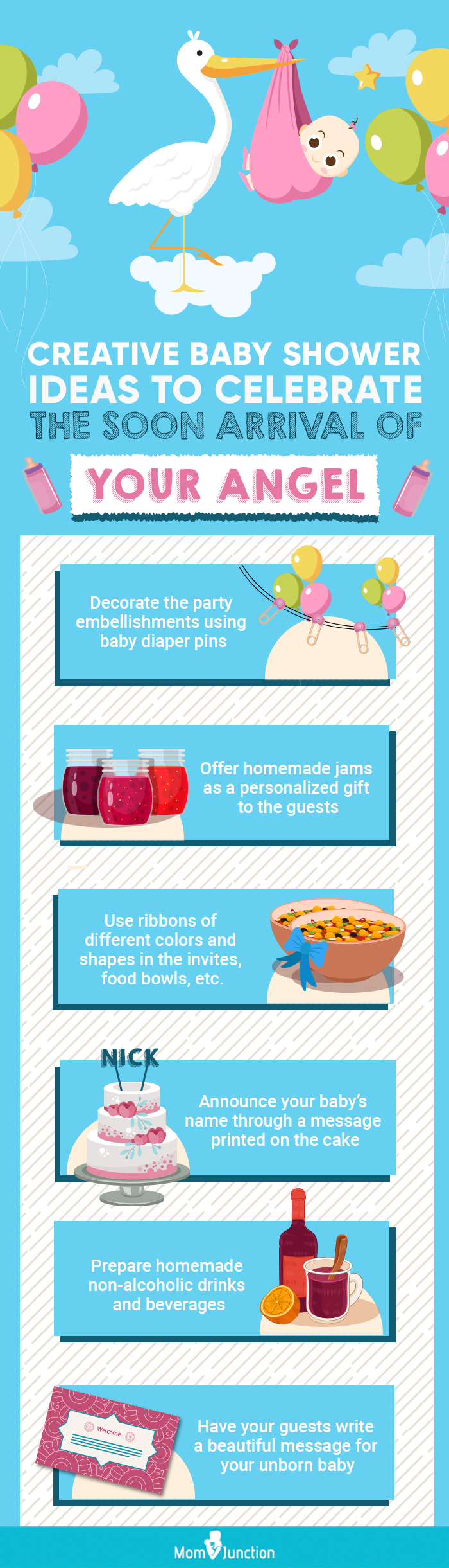 creative baby shower ideas to celebrate the soon arrival of your angel (infographic)