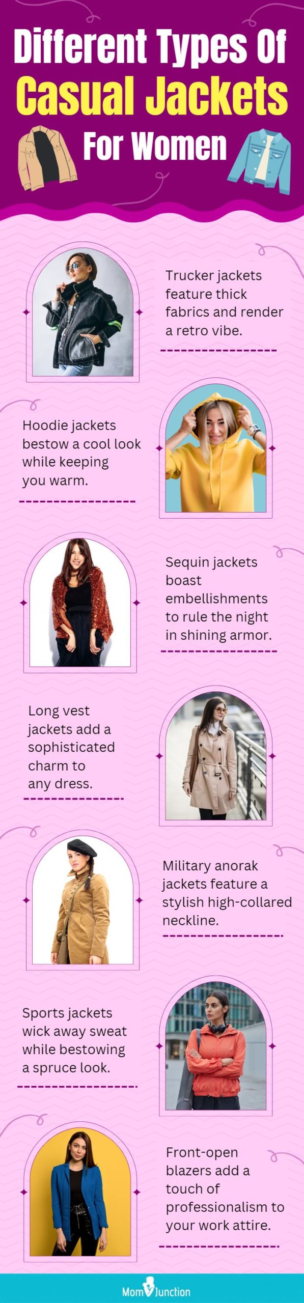 Different Types Of Casual Jackets For Women (infographic)