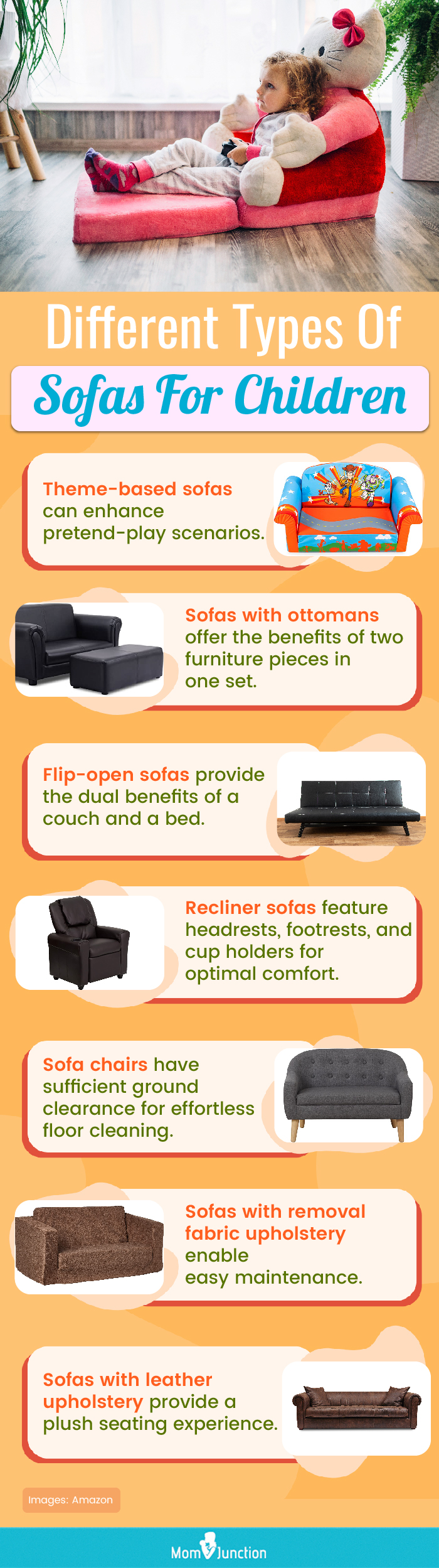 Different Types Of Sofas For Children (infographic)