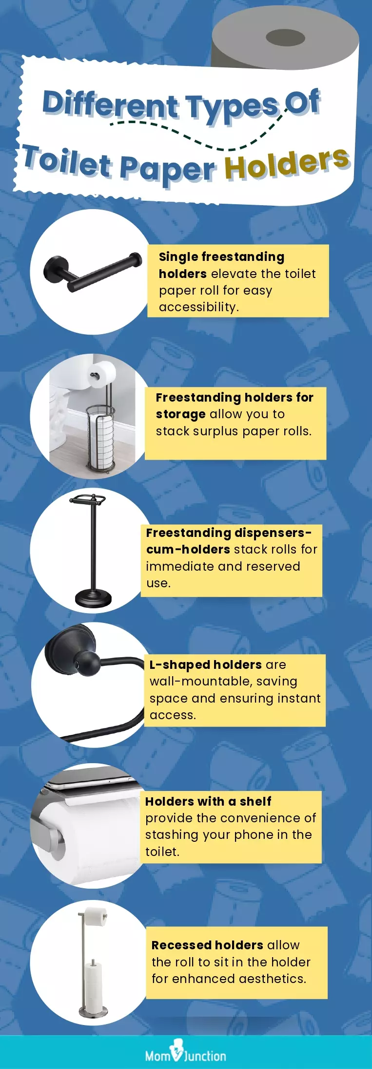 Different Types Of Toilet Paper Holders (infographic)