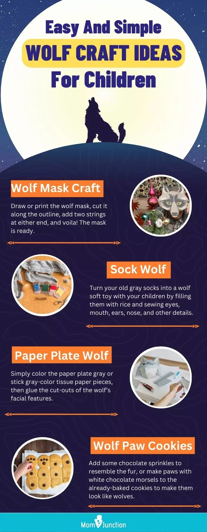 easy and simple wolf craft ideas for children (infographic)